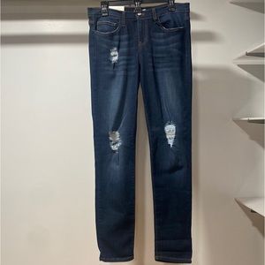 JUDY BLUE Women’s Destroyed Dark  Skinny Jeans. Color Dark Blue Size 15/32. NWT